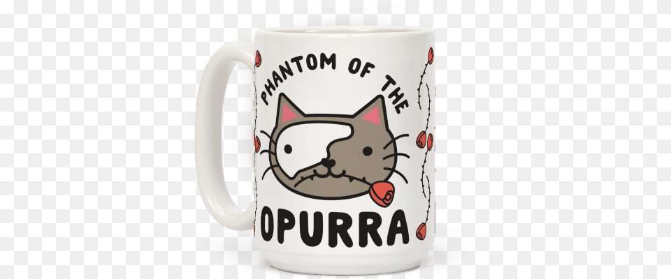 Show Your Love For Cats And Musicals With This Phantom Phantoom Of The Opurra Cat Cute Kitten Big Cats Lady, Cup, Beverage, Coffee, Coffee Cup Free Transparent Png