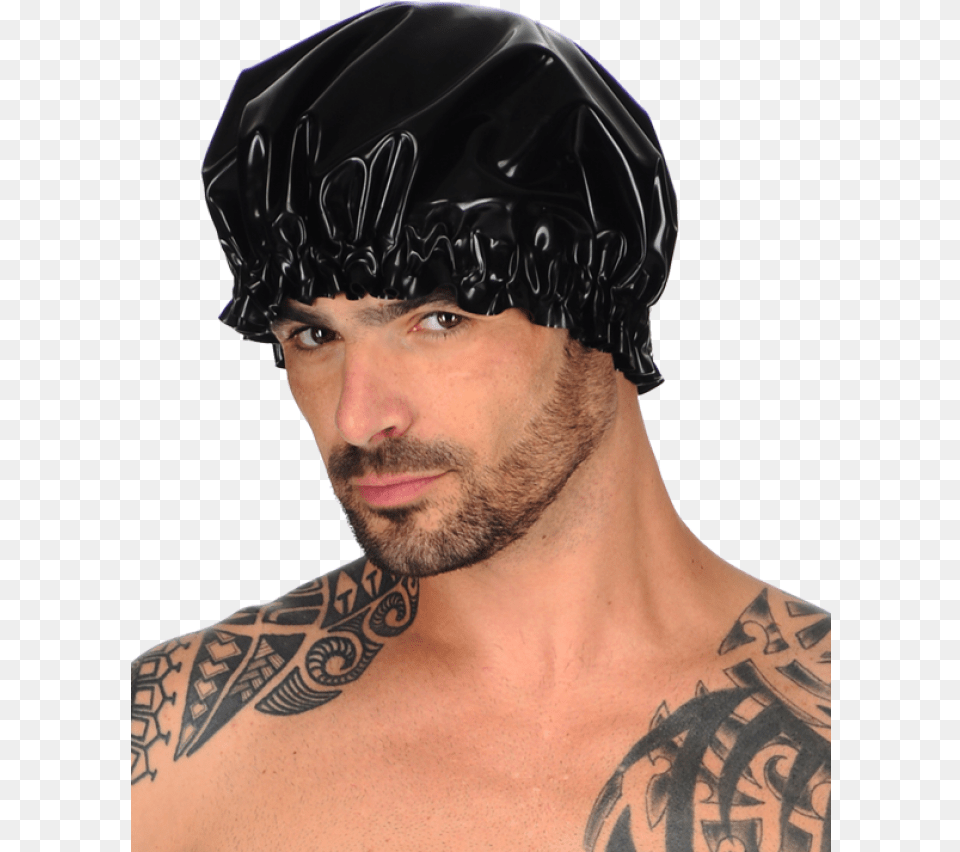 Shower Cap Man With Shower Cap, Tattoo, Clothing, Hat, Skin Free Png