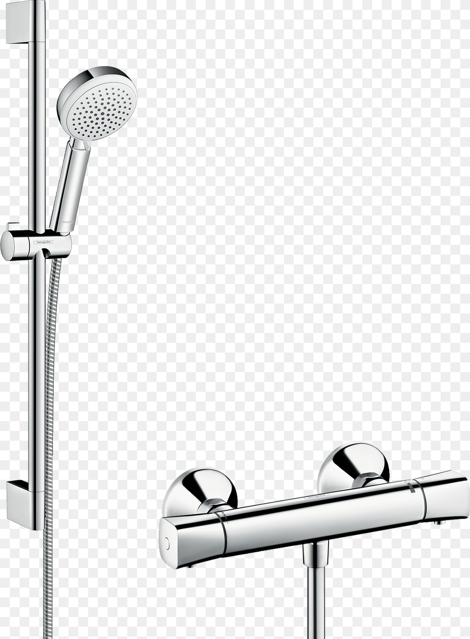 Shower System For Exposed Installation Vario With Ecostat Hansgrohe Crometta, Bathroom, Indoors, Room, Shower Faucet Png Image