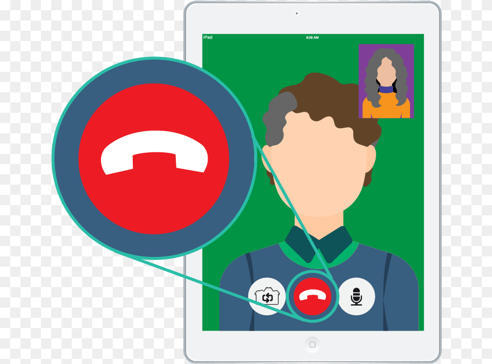 Shows A Facetime Call Between Two People With The Red Cartoon, Computer, Electronics, Adult, Male Free Transparent Png