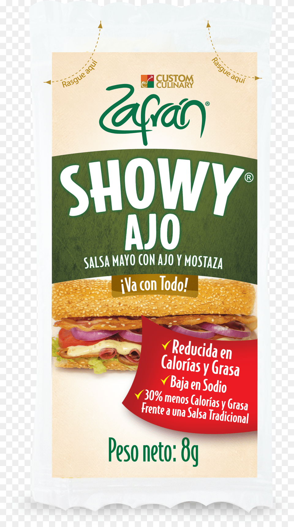 Showy Ajo Sobre Personal 8 Gr Garlic, Advertisement, Poster, Burger, Food Free Transparent Png