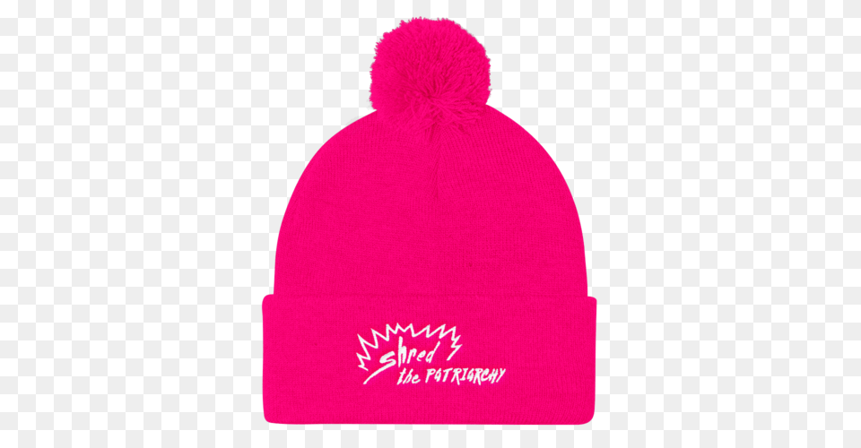 Shred The Patriarchy Pom Pom Knit Cap Hot Pink, Beanie, Clothing, Hat Free Transparent Png