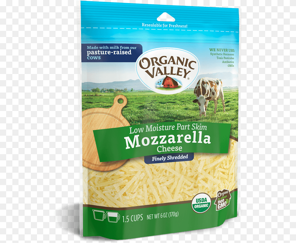 Shredded Low Moisture Mozzarella Part Skim Organic Valley Shredded Cheese, Animal, Cattle, Cow, Livestock Png Image