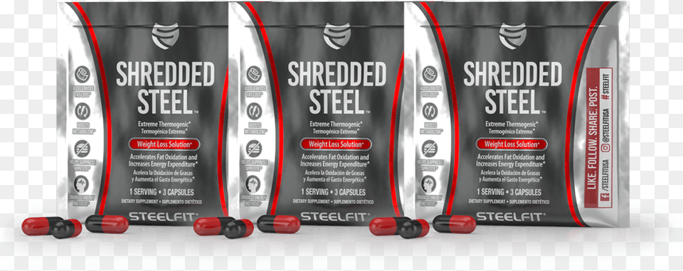 Shredded Steel Sample Extreme Thermogenic Steelfit Banner, Advertisement, Poster, Bottle, Medication Free Png Download