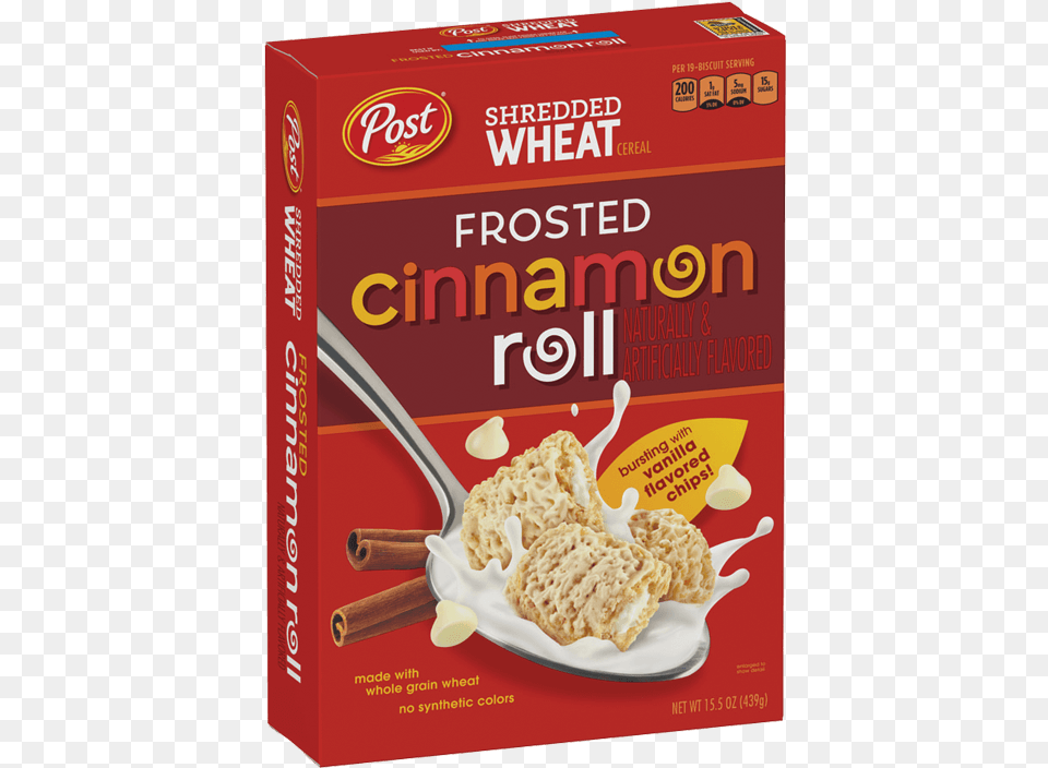 Shredded Wheat Frosted Cinnamon Roll Post Shredded Wheat Cereal Cinnamon, Bread, Cracker, Food, Cutlery Free Png