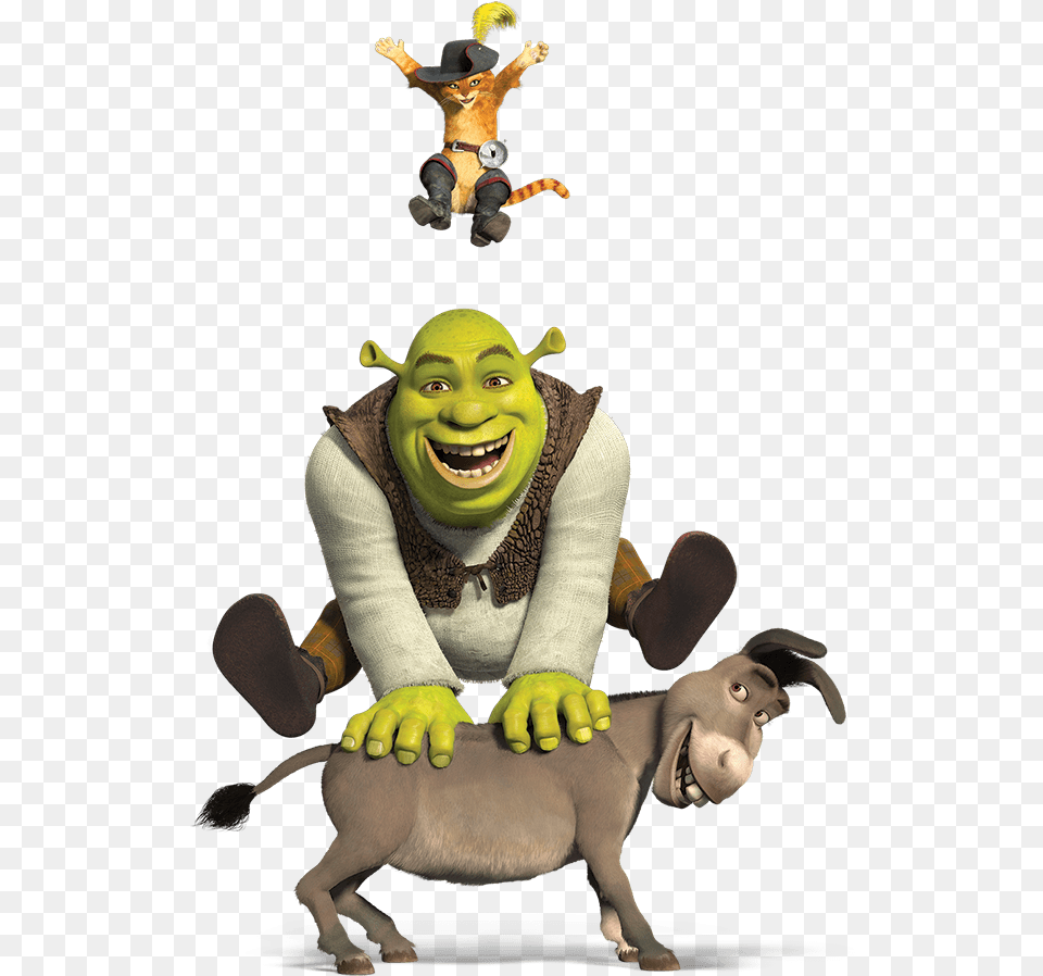 Shrek And Donkey Shrek Donkey And Puss In Boots, Baby, Person, Figurine, Head Free Png Download