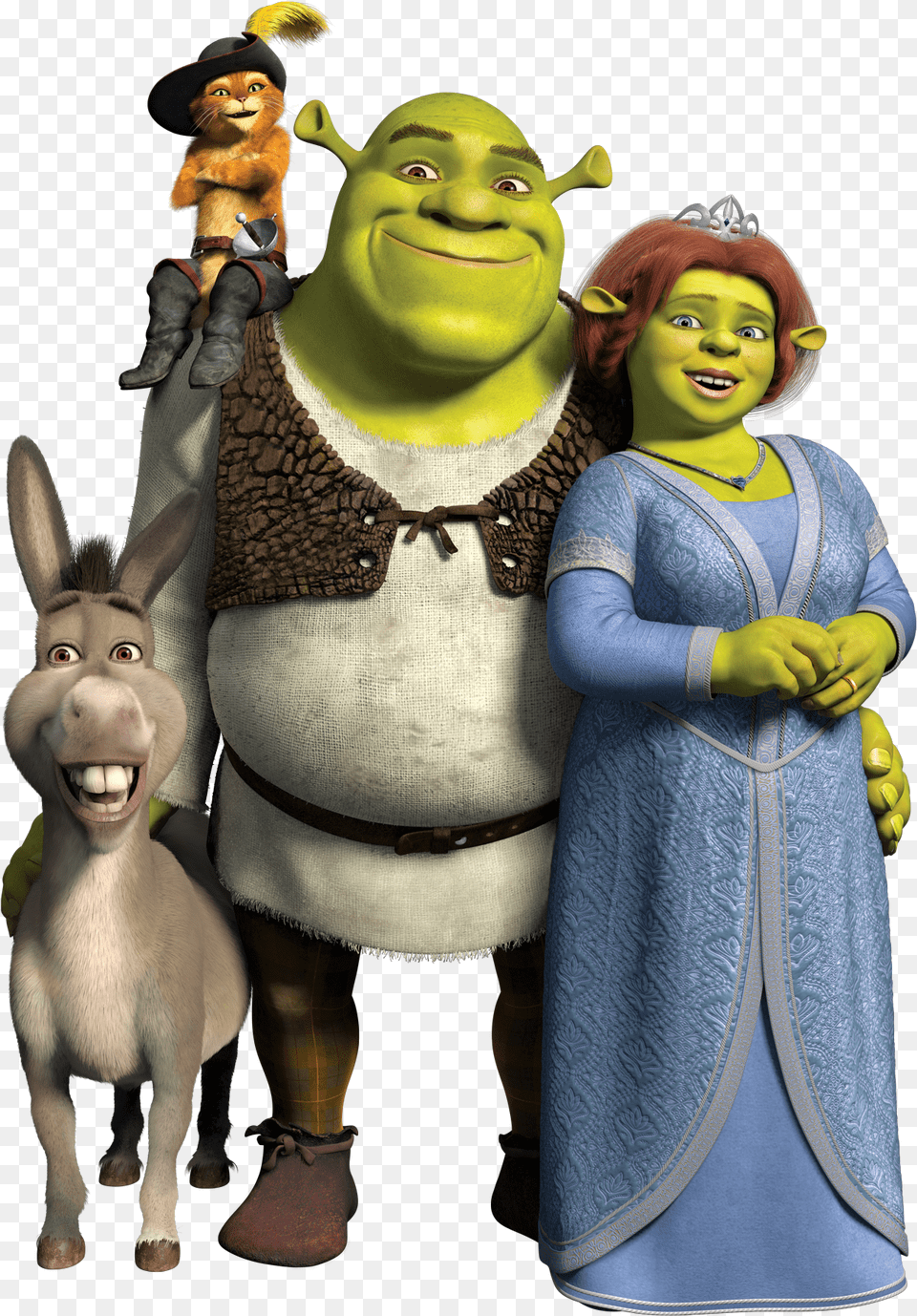 Shrek And Fiona And Donkey, Woman, Adult, Person, Figurine Png