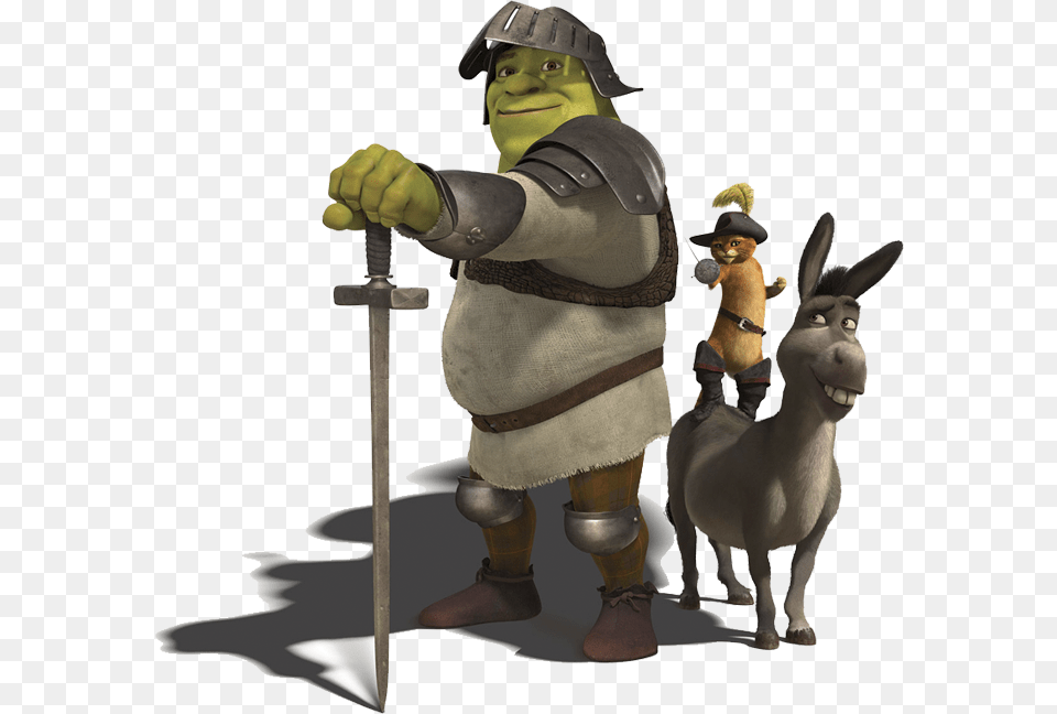 Shrek Armored Shrek, Baby, Person, Sword, Weapon Png Image