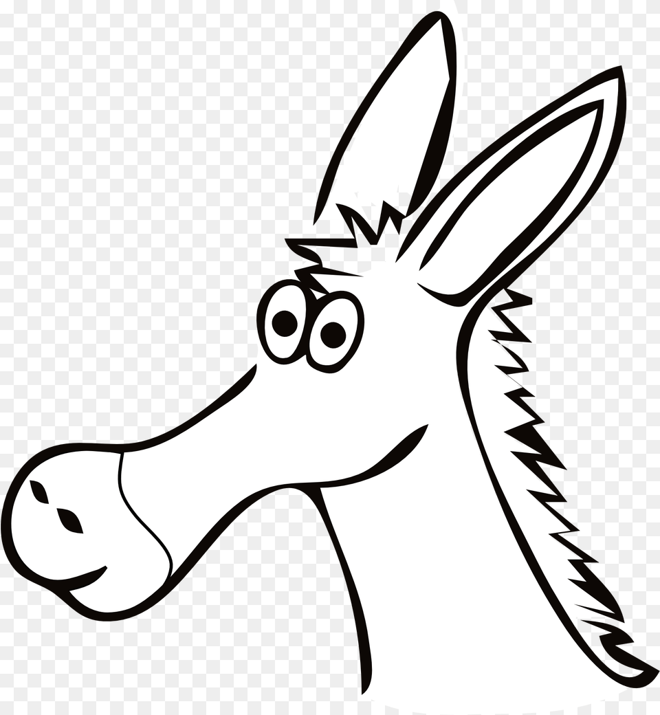 Shrek Donkey Clipart Black And White Outline Cartoon Donkey Face, Animal, Mammal, Fish, Sea Life Free Transparent Png