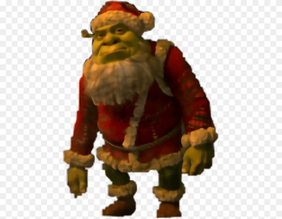 Shrek Santa Funnyfreetoedit Santa Shrek, Figurine, Baby, Person, Face Free Transparent Png