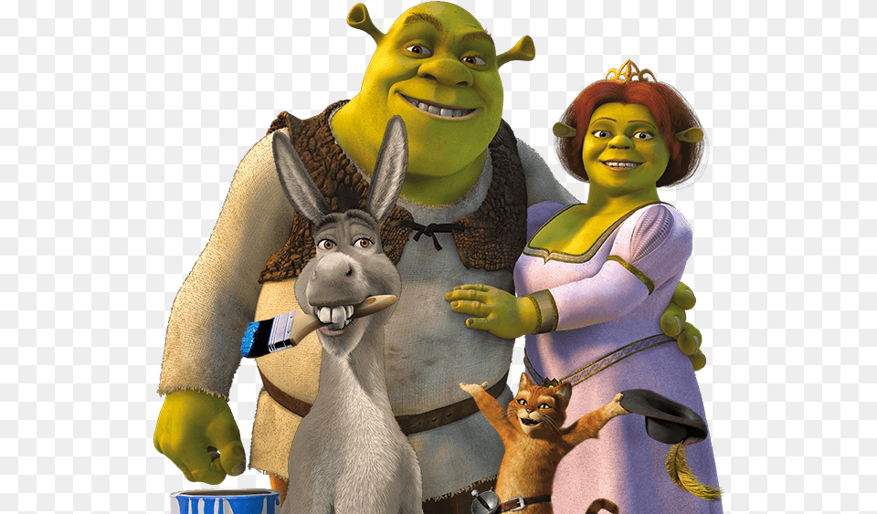 Shrek Shrek And Fiona And Donkey, Person, Face, Head, Animal Free Png Download