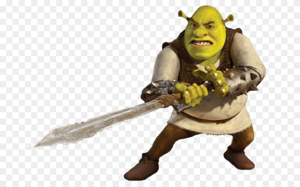 Shrek With Sword Transparent, Baby, Person, Blade, Dagger Png