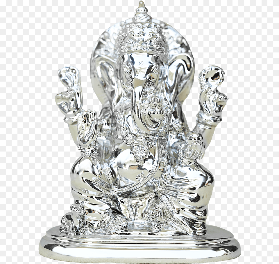 Shri Ganesh Ji With Standsilver Platedonline Gifts Statue, Silver, Art, Pottery, Porcelain Free Png Download
