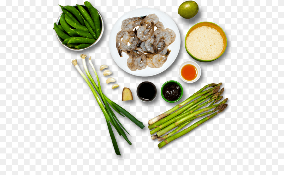 Shrimp Amp Asparagus Fried Rice Top View Of Vegetable, Food, Produce, Plate Free Png
