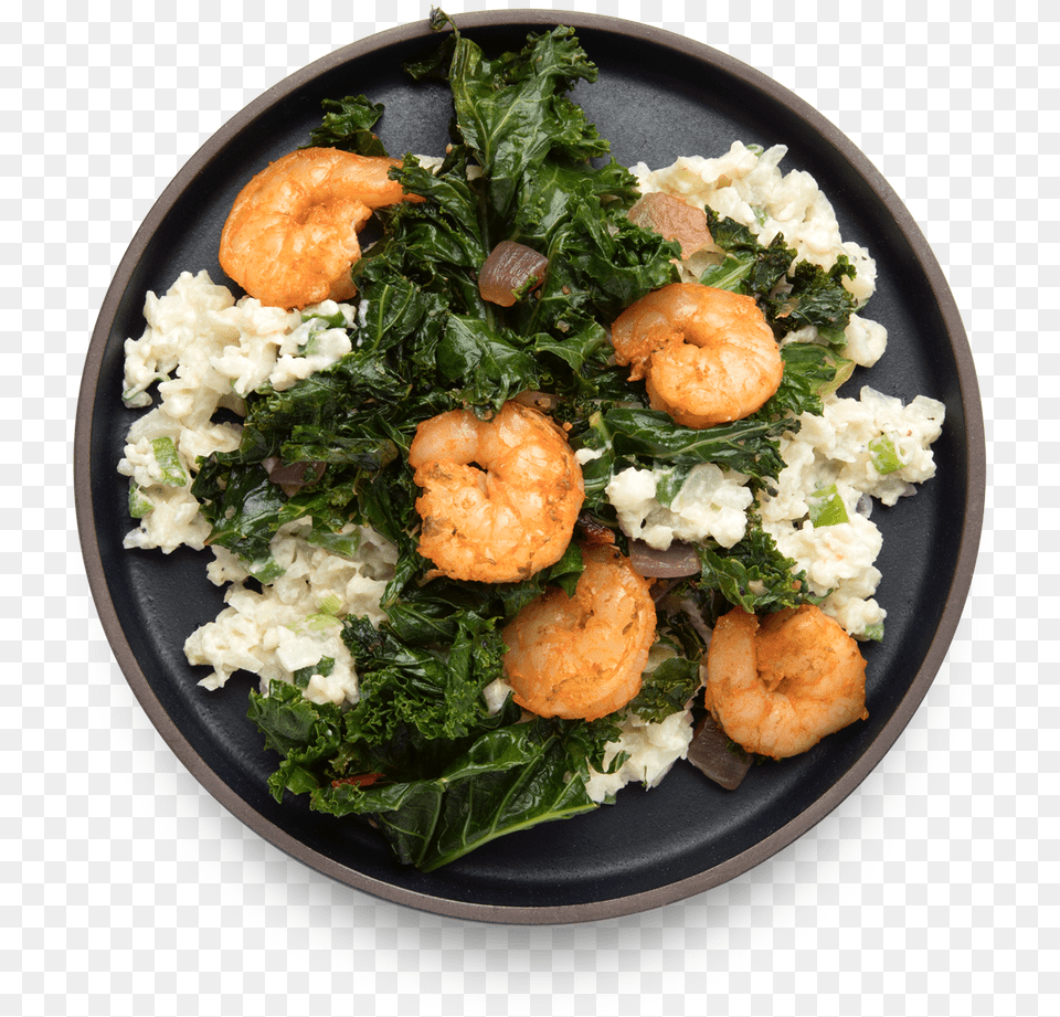 Shrimp Amp Cauliflower Grits Caesar Salad, Food, Food Presentation, Meal, Plate Png Image