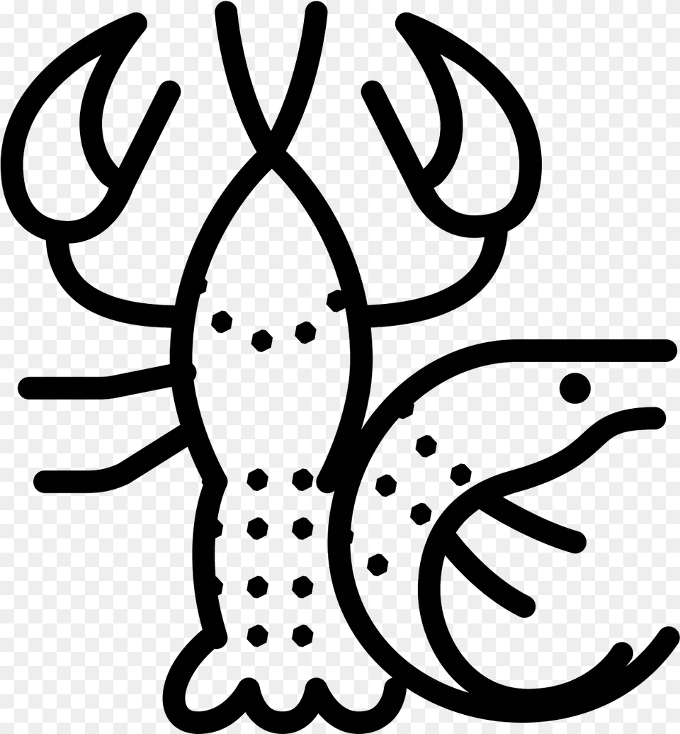 Shrimp And Lobster Icon, Gray Free Png Download