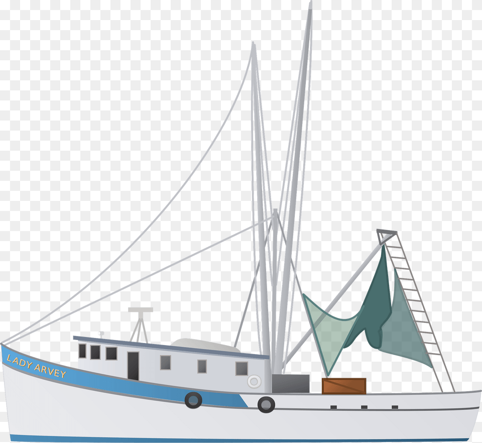 Shrimp Boat Clipart, Barge, Sailboat, Transportation, Vehicle Free Png