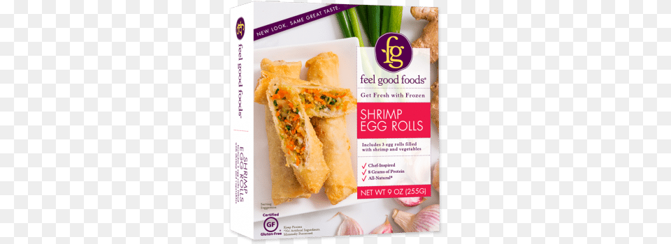 Shrimp Egg Rolls Feel Good Foods Gluten Vegetable Dumplings, Advertisement, Poster, Food, Sandwich Free Png