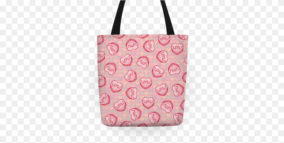 Shrug Emoji Candy Hearts Pattern Tote Tote Bag, Accessories, Handbag, Tote Bag, Purse Free Png Download