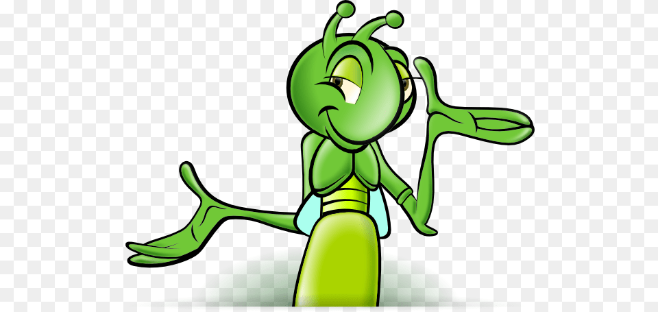 Shrugging Cartoon Cricket Clip Art, Green, Animal, Baby, Person Free Png
