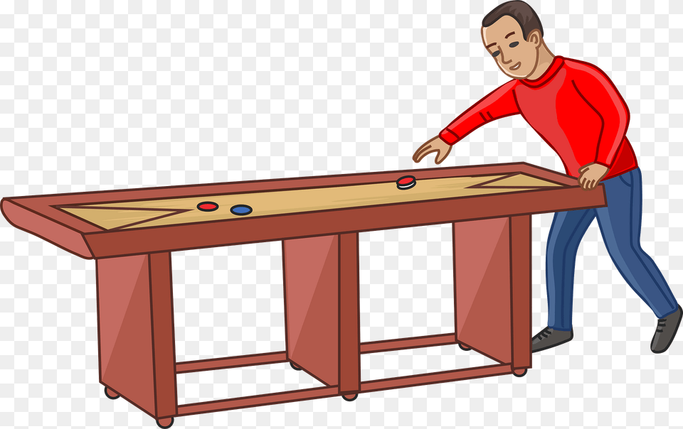 Shuffleboard Player Clipart, Table, Indoors, Furniture, Person Free Transparent Png