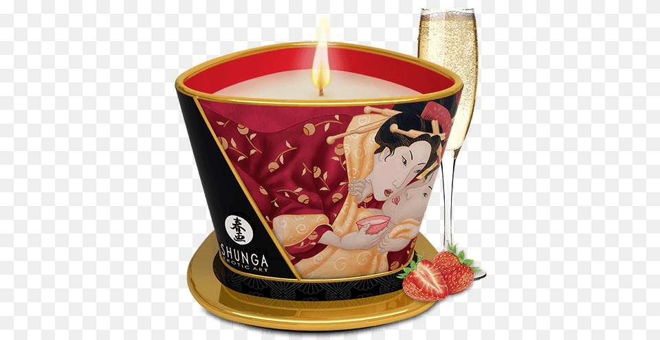 Shunga Massage Candle Sparkling Strawberry Wine Illustration, Food, Meal, Dish, Birthday Cake Free Png