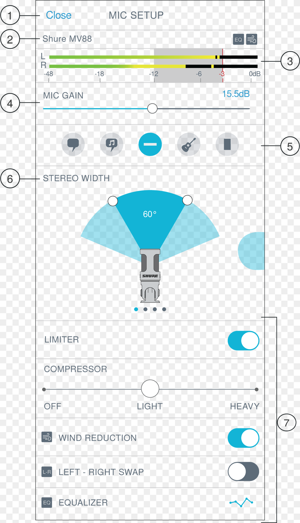 Shureplus Motiv Video User Guide Shure App, Light, Electronics, Mobile Phone, Phone Png Image
