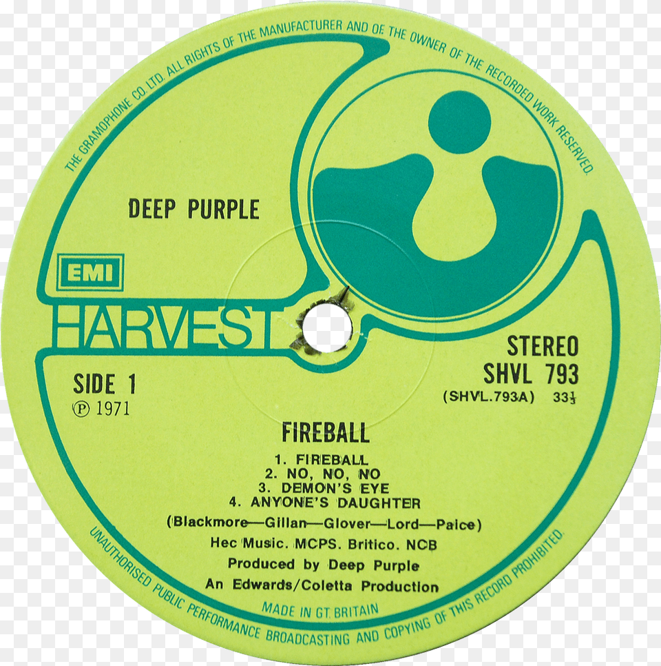 Shvl 793 Label Alt Deep Purple In Rock Lp, Disk, Dvd Png