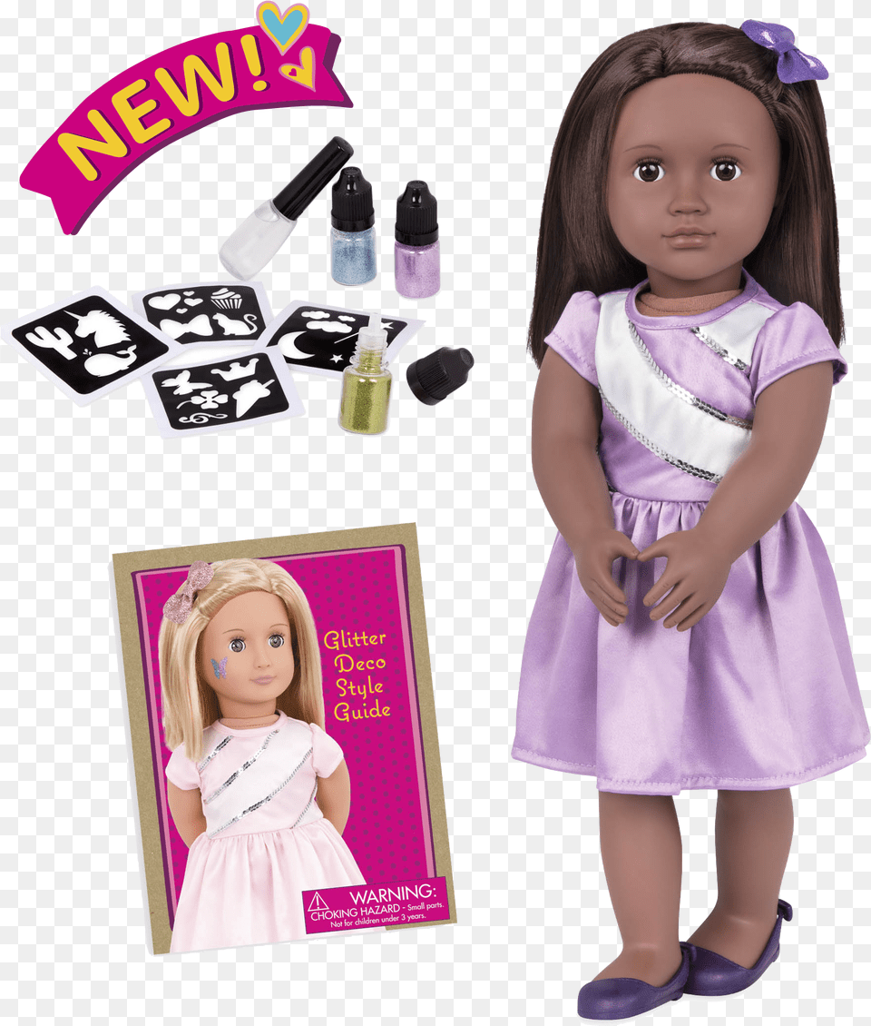 Shyanne 18 Inch Glitter Tattoo Deco Doll Our Generation Glitter Tattoo Doll Rosalyn, Toy, Child, Person, Female Png Image