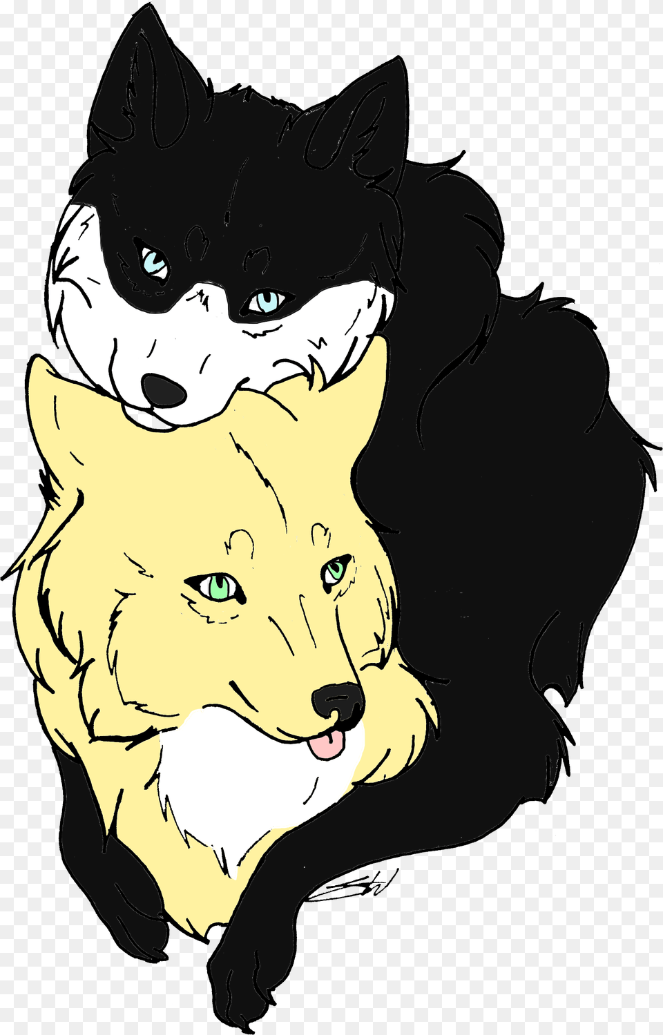 Sibling Wolf Lineart By Xx Auburn Wolf Xx D567rqi Wolf Wolf Lineart, Baby, Person, Face, Head Free Png