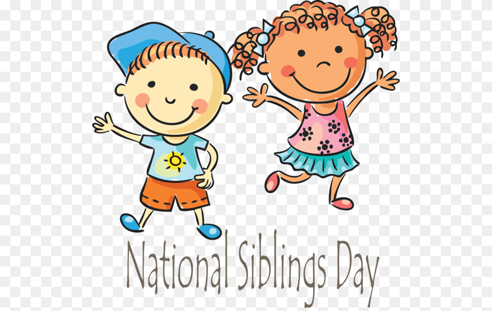 Siblings Day Cartoon Child Text For Happy Child, People, Person, Baby, Face Free Png Download