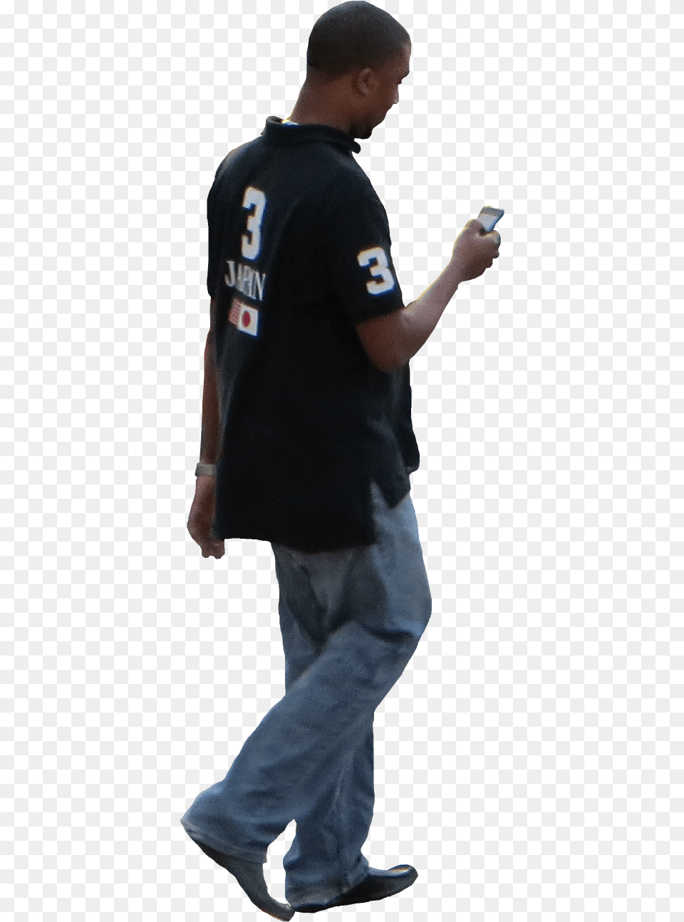 Side View Of A Person Standing Side Man Walking While Texting, Adult, People, Pants, Male Free Png