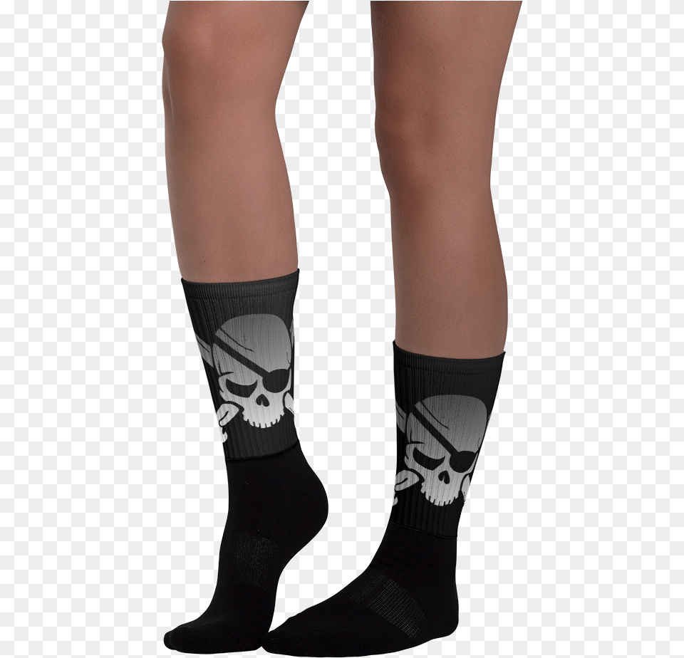 Side View Skull And Crossbones Jolly Roger Pirate Socks Hockey Sock, Clothing, Hosiery, Person Free Transparent Png