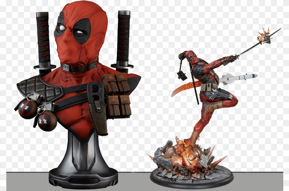 Sideshow Collectibles Deadpool Premium Format Statue Sideshow Deadpool Bust, Adult, Male, Man, Person Png