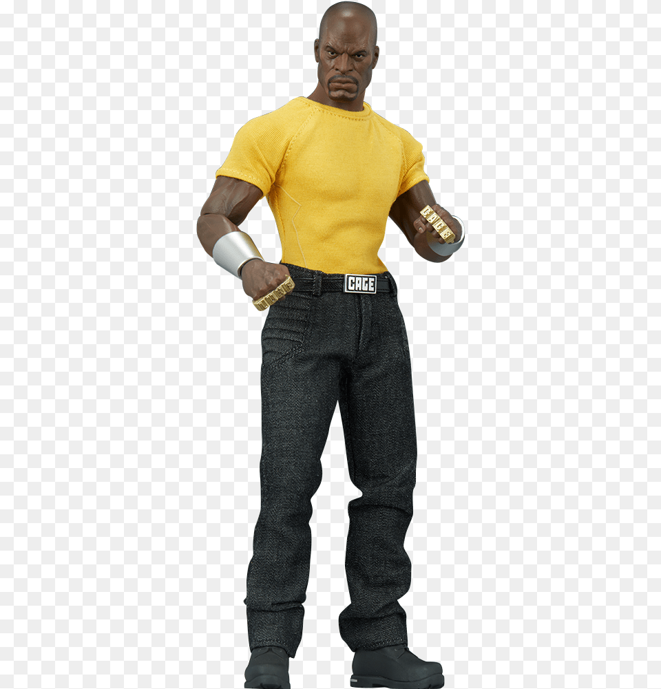 Sideshow Collectibles Luke Cage Sixth Scale Figure Man, T-shirt, Pants, Clothing, Hand Free Png