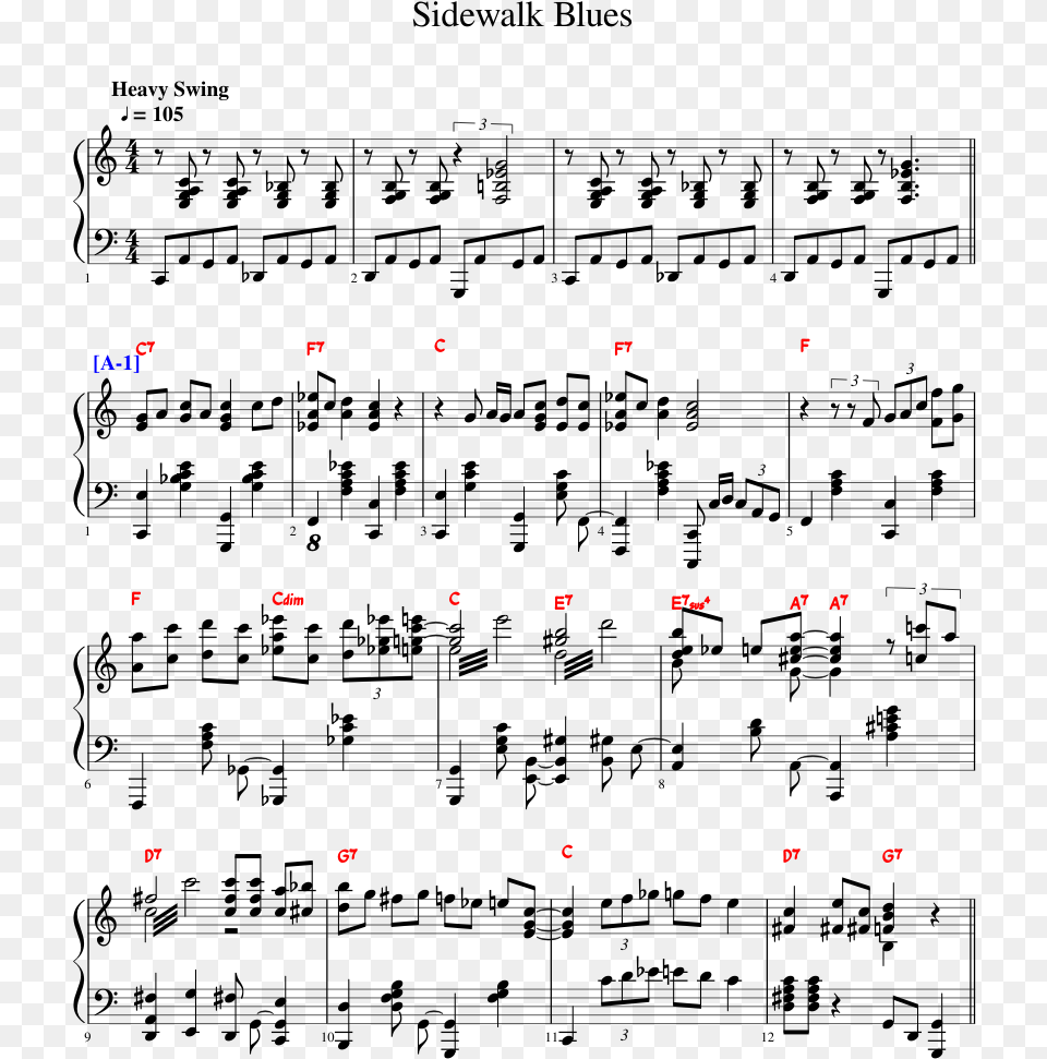 Sidewalk Blues Sheet Music 1 Of 9 Pages Sheet Music, Nature, Night, Outdoors Png