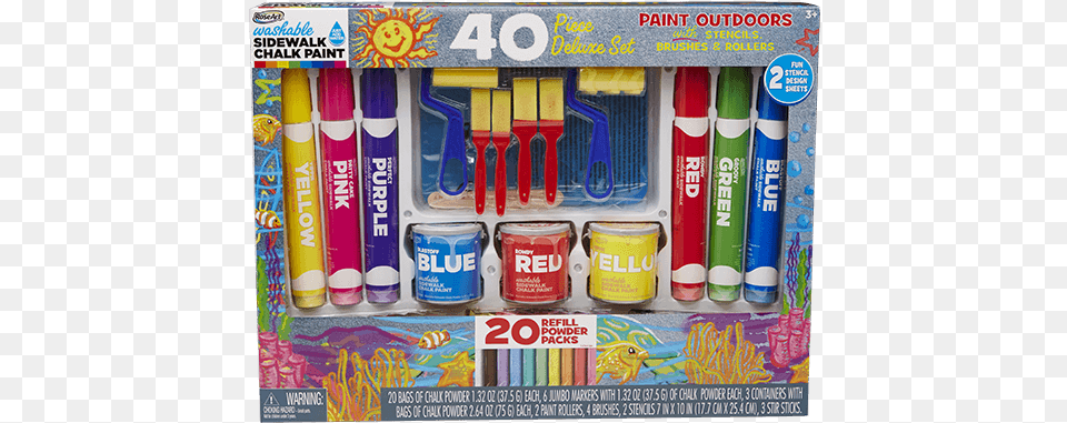 Sidewalk Chalk Paint Deluxe Set Roseart Washable Sidewalk Chalk Paint 40 Pc Deluxe, Paint Container, Can, Tin Png Image