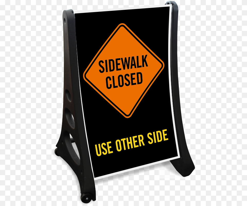 Sidewalk Closed Use Other Side Sidewalk Sign Sku K Roll, Fence, Blackboard Free Png Download