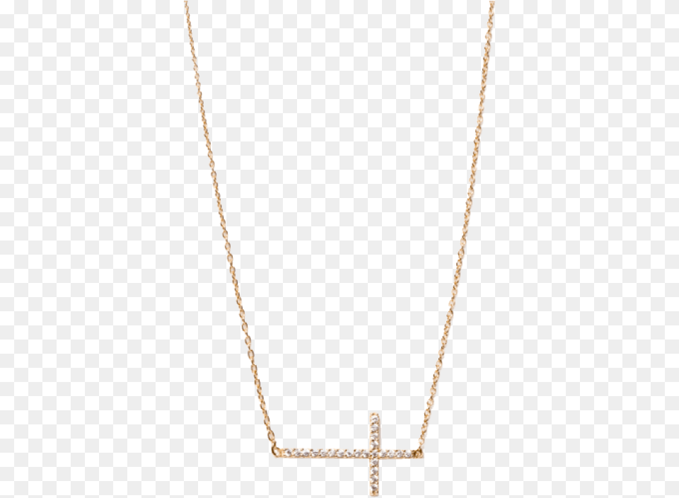 Sideway Cross Necklace Necklace, Accessories, Jewelry, Diamond, Gemstone Free Png