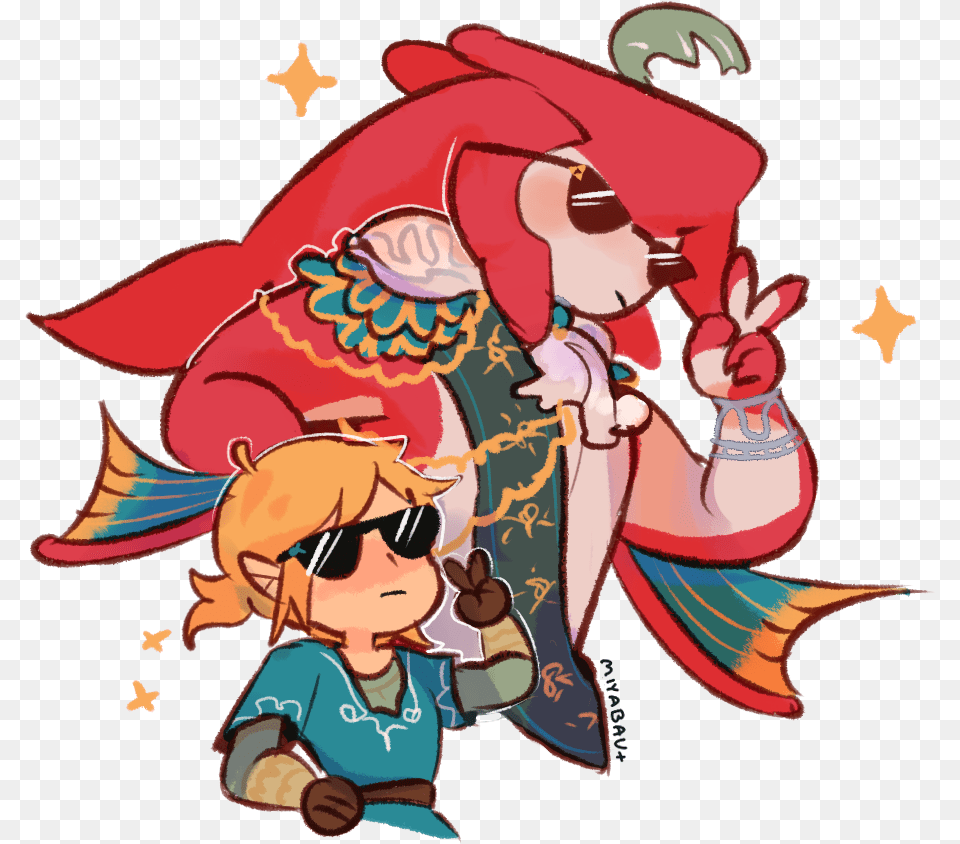 Sidon And Link Chibi, Accessories, Sunglasses, Baby, Person Free Transparent Png