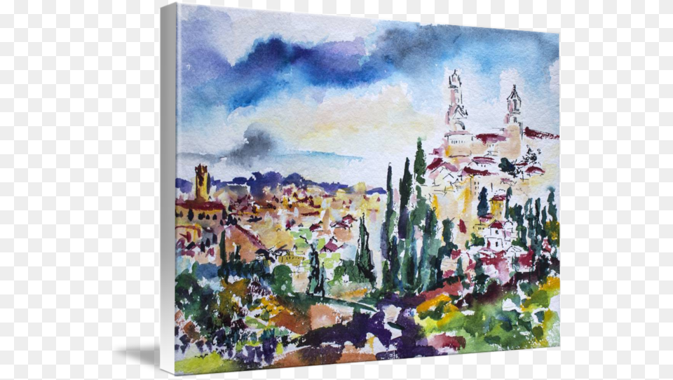 Siena Italy Tuscan Landscape Watercolor By Ginette Painting, Art, Modern Art Free Png