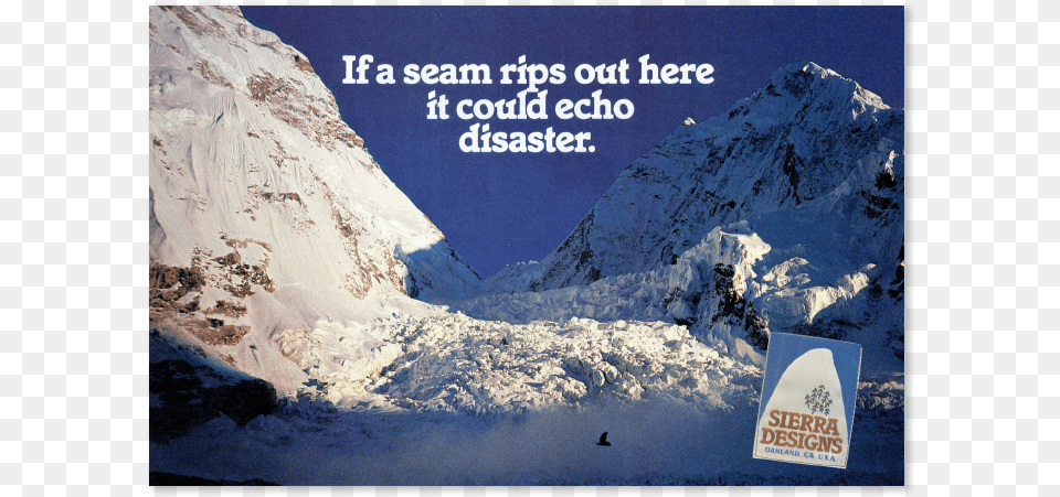Sierra Designs Snowy Mountain Print Advertisement Summit, Mountain Range, Peak, Outdoors, Glacier Png