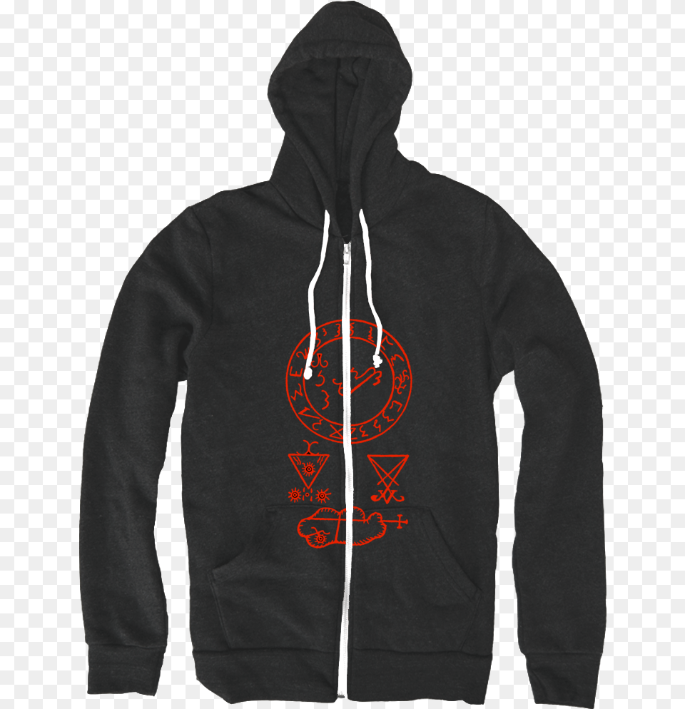 Sigil Of Lucifer Zip Up Hoodie, Clothing, Hood, Knitwear, Sweater Png