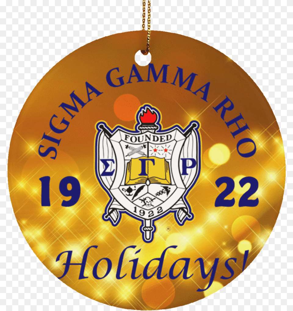 Sigma Gamma Rho Christmas Ornaments, Badge, Logo, Symbol, Gold Png