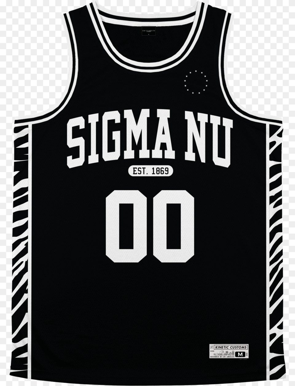 Sigma Nu Zebra Flex Basketball Jersey Jersey, Clothing, Shirt, Tank Top, Person Png Image