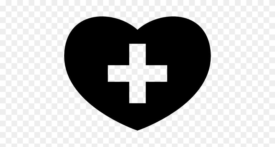 Sign Cross Heart Hearts Medical Plus Symbol Heartbeat Icon, Gray Free Png
