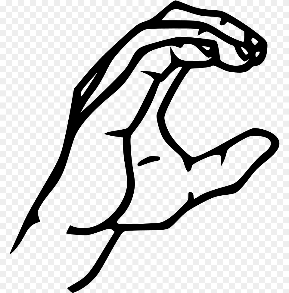 Sign Language Letter C, Gray Free Png Download