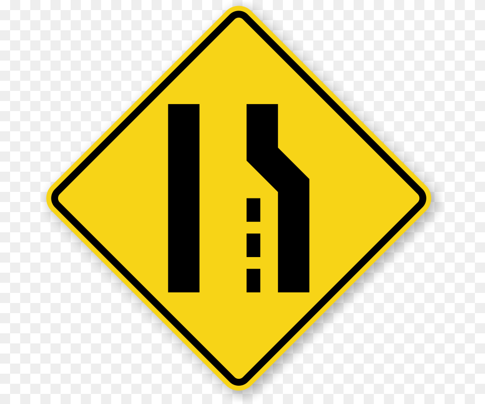Sign Means Right Lane Ends, Road Sign, Symbol Png