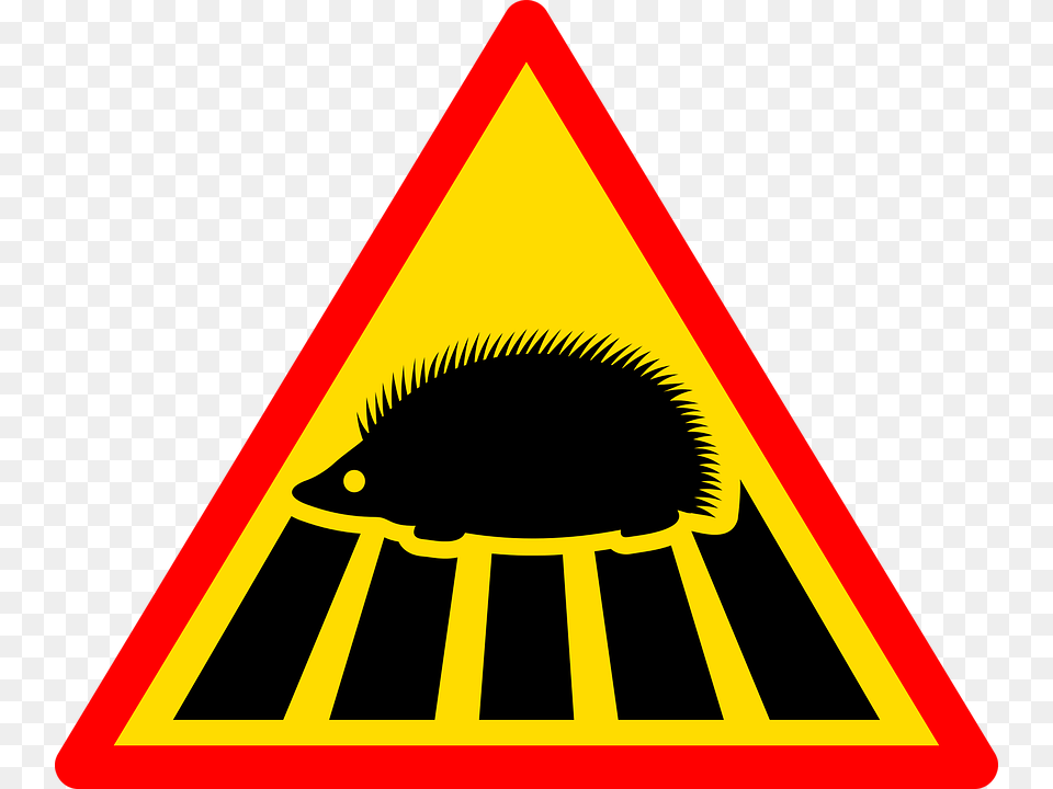 Sign Road Road Sign Traffic Road Signs Signpost Hedgehog Warning Sign, Symbol, Animal, Fish, Sea Life Free Png Download