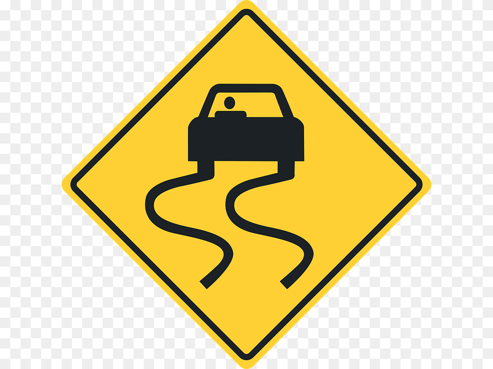 Sign With Car And Wavy Lines, Symbol, Road Sign Free Png